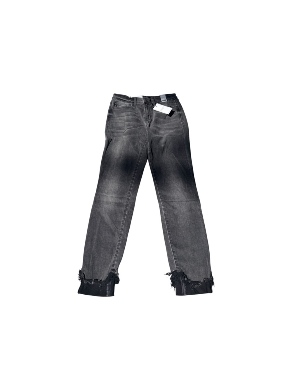 Judy Blue charcoal gray Distressed fringed Hem skinny high waist jeans 5/27